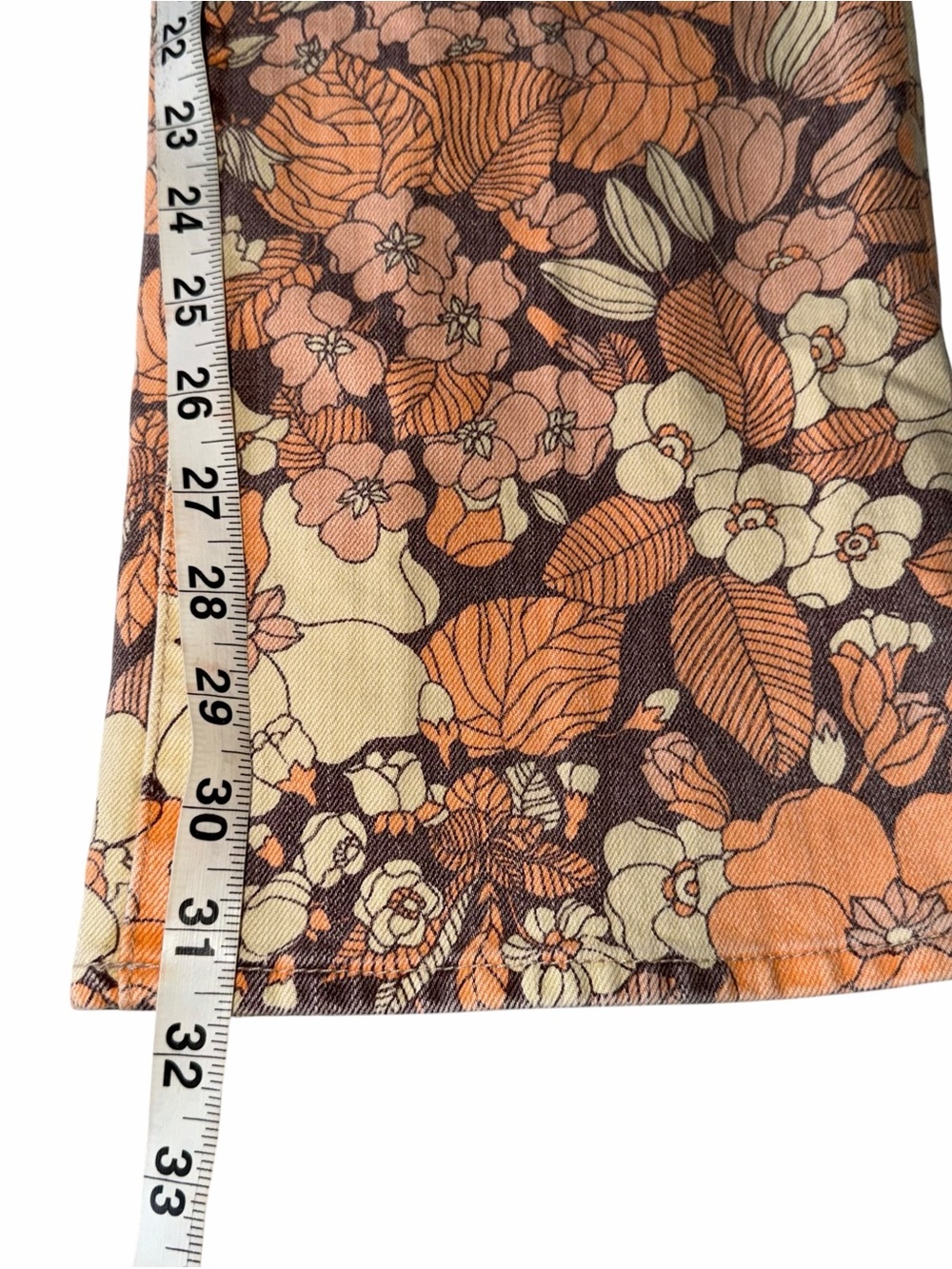 Mother Kick It Orange Blossom Jeans Size 27 High Rise Straight Floral Hippie - Picture 11 of 12